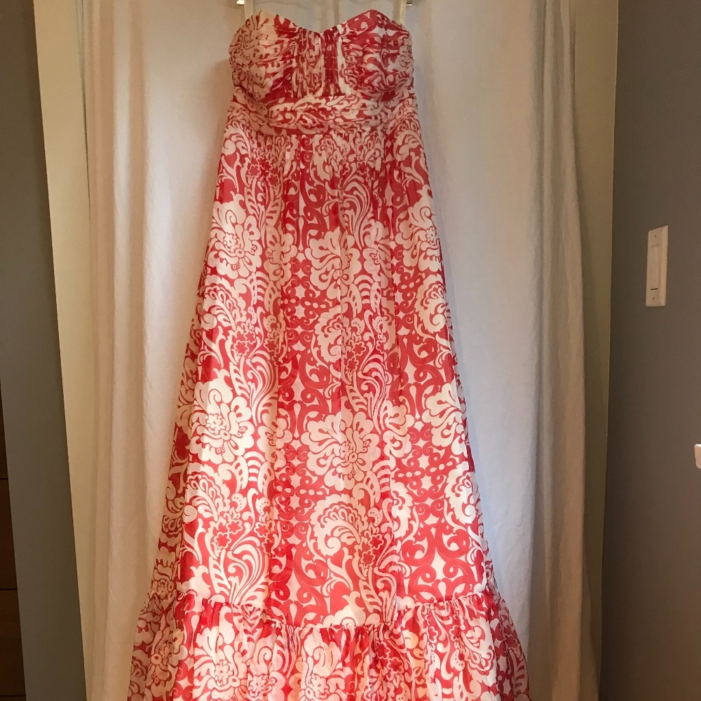 SOLD - Shoshanna Rare + Beautiful Strapless Silk Boho Maxi Dress